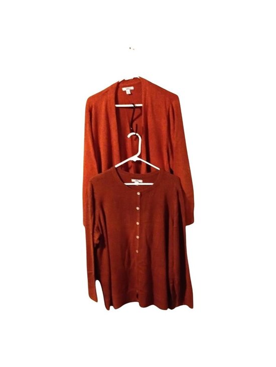 croft & barrow Sweaters - Croft & Barrow 2X Cardigan Sweaters Lot 2 Rust Orange Button Up & Open Duster